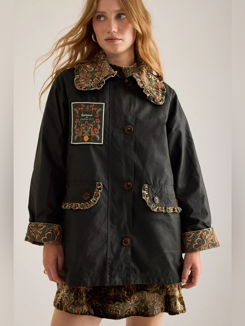 Anthropologie Barbour x FARM RIO Maria-Clara Waxed Jacket